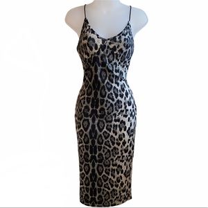 Shein Leopard Print Bodycon Midi Dress | Sz M